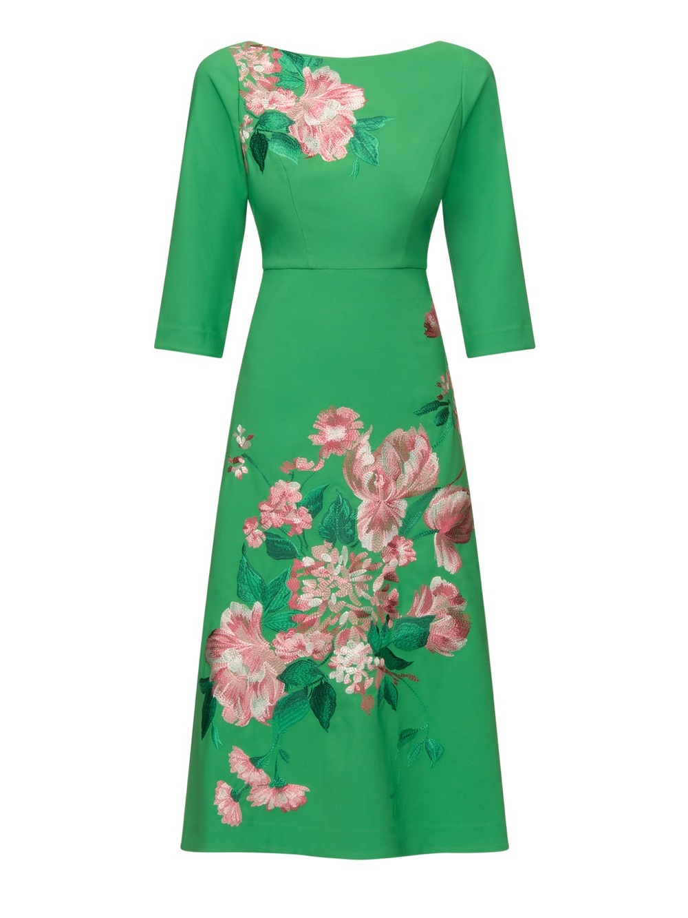 Kay Unger Greta Floral Bouquet Midi Dress
